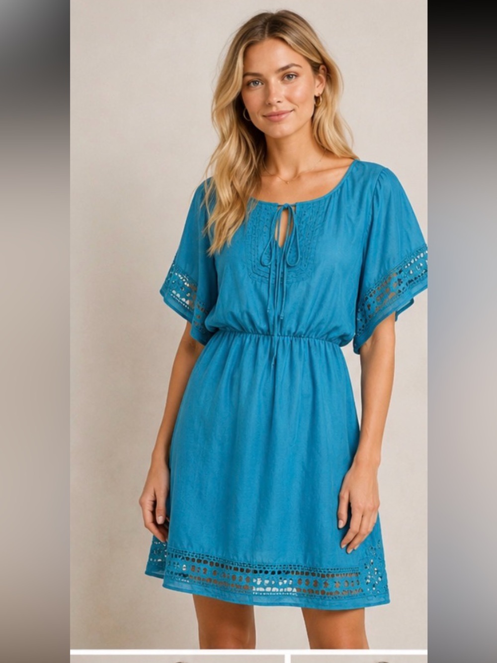 Anthropologie HD in Paris Stone Harbor Blue Cotton Silk Dress